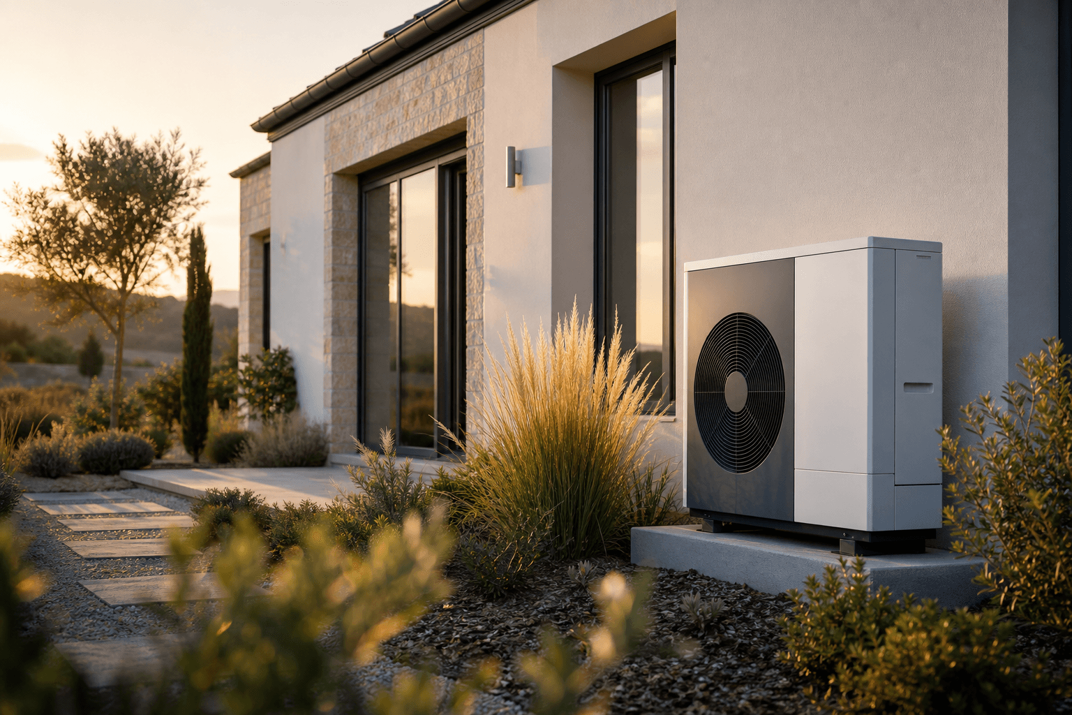 Maison équipée d'une pompe à chaleur air-eau